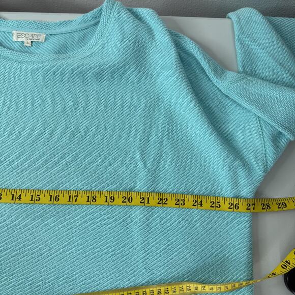 Escape by Habitat Sweater Womens Large Aqua Textured Knit Crewneck Pullover - Picture 7 of 9